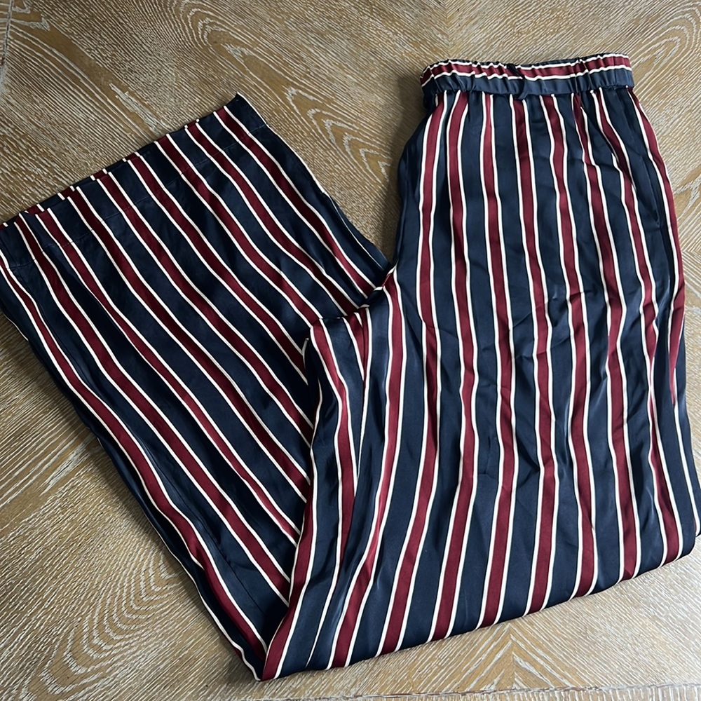FRAME Easy Striped Charmeuse Wide-Leg Viscose Pant L - Picture 10 of 10